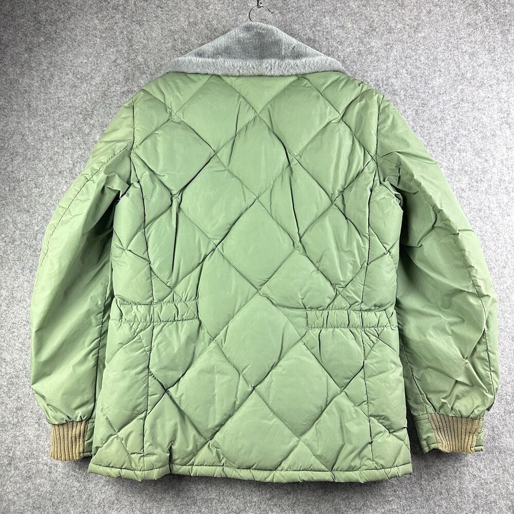 VTG Tempco Goose Down Jacket Mens 44 Green Fur Collar Quilted Talon Zip READ* - Picture 8 of 16